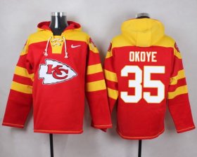 Wholesale Cheap Nike Chiefs #35 Christian Okoye Red Player Pullover NFL Hoodie
