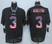 Wholesale Cheap Nike Buccaneers #3 Jameis Winston Black Men's Stitched NFL Elite USA Flag Fashion Jersey