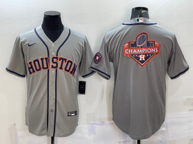 Wholesale Cheap Men\'s Houston Astros Grey Champions Big Logo With Patch Stitched MLB Cool Base Nike Jersey