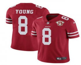 Wholesale Cheap Men\'s San Francisco 49ers #8 Steve Young Red 2021 75th Anniversary Vapor Untouchable Limited Stitched NFL Jersey