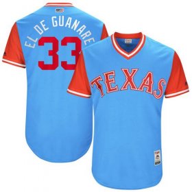 Wholesale Cheap Rangers #33 Martin Perez Light Blue \"El de Guanare\" Players Weekend Authentic Stitched MLB Jersey