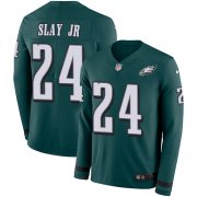 Wholesale Cheap Nike Eagles #24 Darius Slay Jr Green Team Color Men's Stitched NFL Limited Therma Long Sleeve Jersey