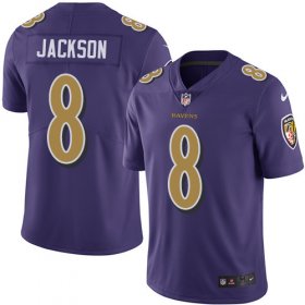Wholesale Cheap Nike Ravens #8 Lamar Jackson Purple Men\'s Stitched NFL Limited Rush Jersey