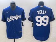 Cheap Men's Los Angeles Dodgers #99 Joe Kelly Blue 2021 City Connect Cool Base Stitched Jersey