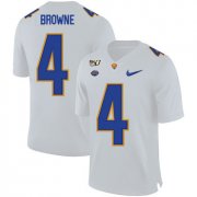 Wholesale Cheap Pittsburgh Panthers 4 Max Browne White 150th Anniversary Patch Nike College Football Jersey