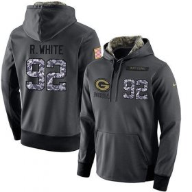Wholesale Cheap NFL Men\'s Nike Green Bay Packers #92 Reggie White Stitched Black Anthracite Salute to Service Player Performance Hoodie