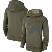 Wholesale Cheap Women's Detroit Lions Nike Olive Salute to Service Sideline Therma Performance Pullover Hoodie