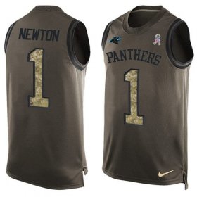 Wholesale Cheap Nike Panthers #1 Cam Newton Green Men\'s Stitched NFL Limited Salute To Service Tank Top Jersey