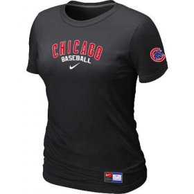 Wholesale Cheap Women\'s Chicago Cubs Nike Short Sleeve Practice MLB T-Shirt Black