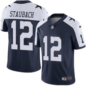 Wholesale Cheap Nike Cowboys #12 Roger Staubach Navy Blue Thanksgiving Youth Stitched NFL Vapor Untouchable Limited Throwback Jersey