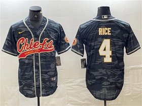 Cheap Men\'s Kansas City Chiefs #4 Rashee Rice Gray Camo Cool Base Stitched Baseball Jersey