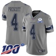 Wholesale Cheap Nike Cowboys #4 Dak Prescott Gray Men's Stitched With Established In 1960 Patch NFL Limited Inverted Legend 100th Season Jersey