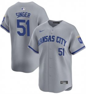 Cheap Men\'s Kansas City Royals #51 Brady Singer Gray Away Stitched Baseball Jersey
