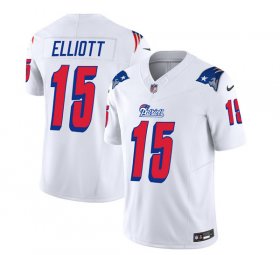 Wholesale Cheap Men\'s New England Patriots #15 Ezekiel Elliott White 2023 F.U.S.E. Vapor Limited Football Stitched Jersey