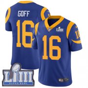 Wholesale Cheap Nike Rams #16 Jared Goff Royal Blue Alternate Super Bowl LIII Bound Men's Stitched NFL Vapor Untouchable Limited Jersey