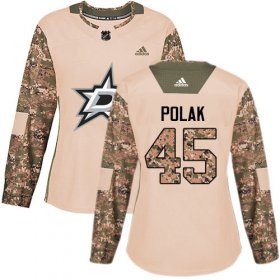 Cheap Adidas Stars #45 Roman Polak Camo Authentic 2017 Veterans Day Women\'s Stitched NHL Jersey