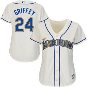 Wholesale Cheap Mariners #24 Ken Griffey Cream Alternate Women\'s Stitched MLB Jersey