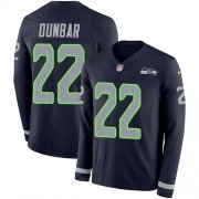 Wholesale Cheap Nike Seahawks #22 Quinton Dunbar Steel Blue Team Color Men's Stitched NFL Limited Therma Long Sleeve Jersey
