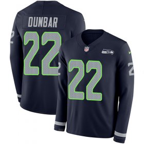 Wholesale Cheap Nike Seahawks #22 Quinton Dunbar Steel Blue Team Color Men\'s Stitched NFL Limited Therma Long Sleeve Jersey