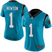 Wholesale Cheap Nike Panthers #1 Cam Newton Blue Women's Stitched NFL Limited Rush Jersey