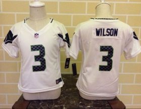 Wholesale Cheap Toddler Nike Seahawks #3 Russell Wilson White Stitched NFL Elite Jersey