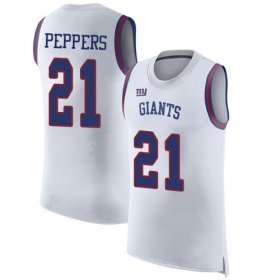 Wholesale Cheap Nike Giants #21 Jabrill Peppers White Men\'s Stitched NFL Limited Rush Tank Top Jersey