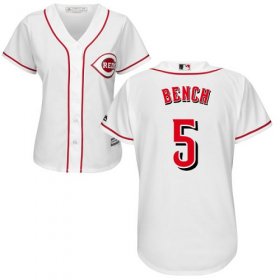 Wholesale Cheap Reds #5 Johnny Bench White Home Women\'s Stitched MLB Jersey