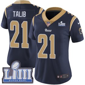 Wholesale Cheap Nike Rams #21 Aqib Talib Navy Blue Team Color Super Bowl LIII Bound Women\'s Stitched NFL Vapor Untouchable Limited Jersey