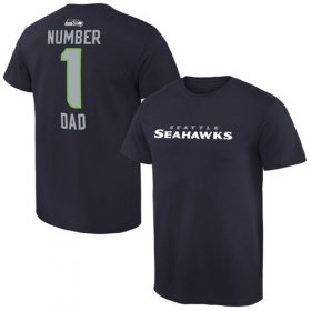 Wholesale Cheap Men\'s Seattle Seahawks Pro Line College Number 1 Dad T-Shirt Navy