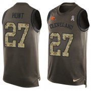 Wholesale Cheap Nike Browns #27 Kareem Hunt Green Men's Stitched NFL Limited Salute To Service Tank Top Jersey