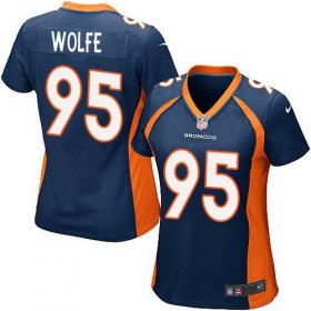 Wholesale Cheap Nike Broncos #95 Derek Wolfe Blue Alternate Women\'s Stitched NFL New Elite Jersey