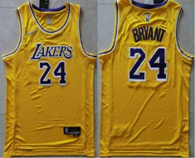 Wholesale Cheap Men\'s Los Angeles Lakers #24 Kobe Bryant 75th Anniversary Diamond Gold 2021 Stitched Basketball Jersey