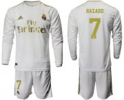 Wholesale Cheap Real Madrid #7 Hazard White Home Long Sleeves Soccer Club Jersey