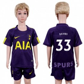 Wholesale Cheap Tottenham Hotspur #33 Davies Sec Away Kid Soccer Club Jersey
