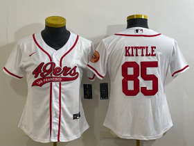 Wholesale Cheap Women\'s San Francisco 49ers #85 George Kittle White With Patch Cool Base Stitched Baseball Jersey