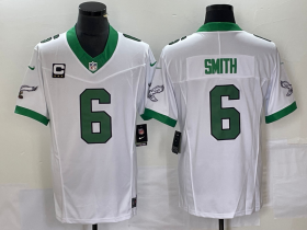 Cheap Men\'s Philadelphia Eagles #6 DeVonta Smith White 2023 F.U.S.E. With C Patch Vapor Untouchable Stitched Football Jersey
