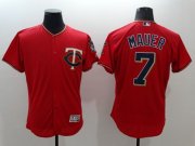 Wholesale Cheap Twins #7 Joe Mauer Red Flexbase Authentic Collection Stitched MLB Jersey