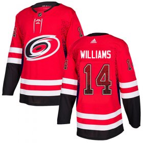 Wholesale Cheap Adidas Hurricanes #14 Justin Williams Red Home Authentic Drift Fashion Stitched NHL Jersey