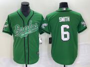 Wholesale Cheap Men's Philadelphia Eagles #6 DeVonta Smith Green Cool Base Stitched Baseball Jersey