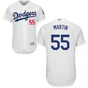 Wholesale Cheap Dodgers #55 Russell Martin White Flexbase Authentic Collection Stitched MLB Jersey