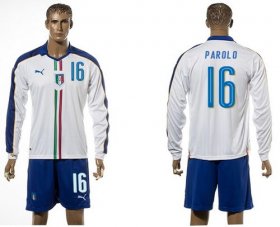 Wholesale Cheap Italy #16 Parolo White Away Long Sleeves Soccer Country Jersey