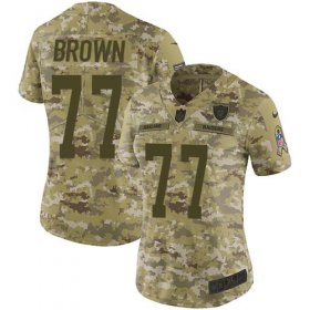Wholesale Cheap Nike Raiders #77 Trent Brown Camo Women\'s Stitched NFL Limited 2018 Salute To Service Jersey