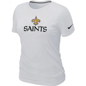 Wholesale Cheap Women\'s Nike New Orleans Saints Authentic Logo T-Shirt White