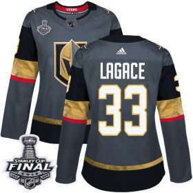 Wholesale Cheap Adidas Golden Knights #33 Maxime Lagace Grey Home Authentic 2018 Stanley Cup Final Women\'s Stitched NHL Jersey