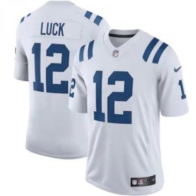 Wholesale Cheap Indianapolis Colts #12 Andrew Luck Men\'s Nike White Vapor Limited Team Jersey