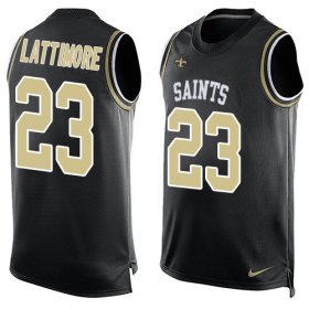 Wholesale Cheap Nike Saints #23 Marshon Lattimore Black Team Color Men\'s Stitched NFL Limited Tank Top Jersey