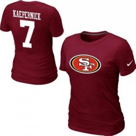 Wholesale Cheap Women\'s Nike San Francisco 49ers #7 Colin Kaepernick Name & Number T-Shirt Red