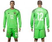 Wholesale Cheap Ukraine #12 Pyatov Green Goalkeeper Long Sleeves Soccer Country Jersey