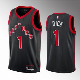 Wholesale Cheap Men\'s Toronto Raptors #1 Gradey Dick Black 2023 Draft Statement Edition Stitched Basketball Jersey