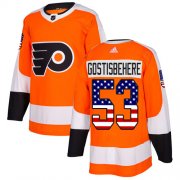 Wholesale Cheap Adidas Flyers #53 Shayne Gostisbehere Orange Home Authentic USA Flag Stitched NHL Jersey